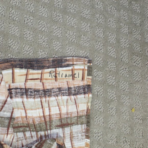 Rountree & Yorke Brown and Cream Patterned SS Button Down Casual Shirt - Picture 3 of 4